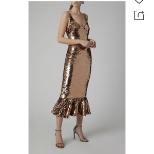 SALONI AIDAN SEQUINS FLOUNCE DRESS